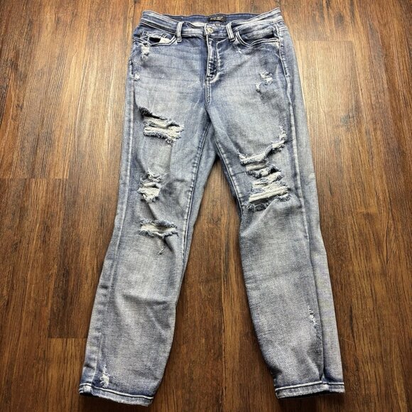 Judy Blue Denim - Judy Blue Boyfriend Jeans Destroyed Light Wash Women’s Size 11/30 jb82284md